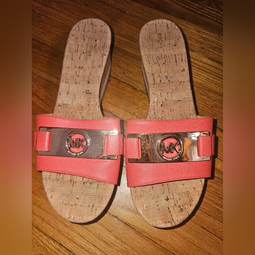 Michael Kors, Warren Platform Slide Cork Slip on Sandals with 3 inch heel. Sz 8 - Picture 2 of 8